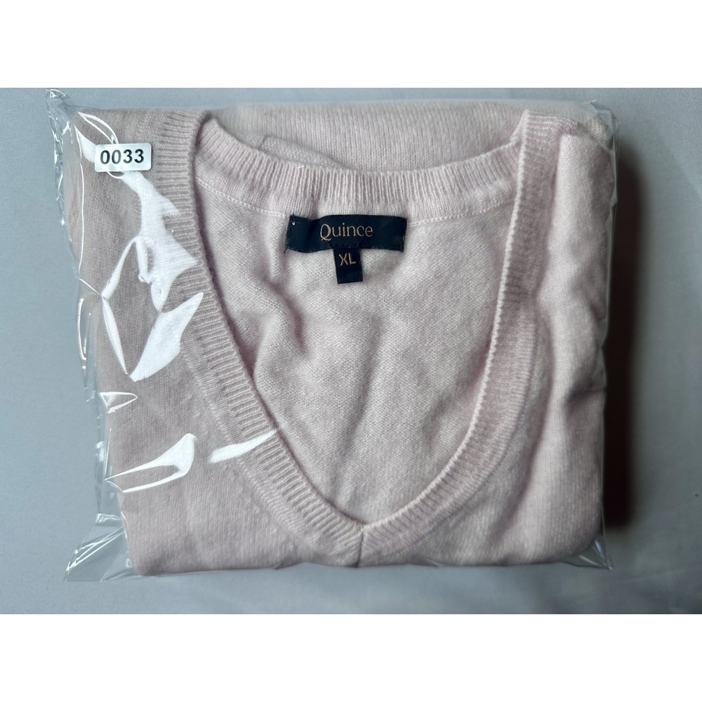 Quince Mongolian Cashmere V-Neck Sweater Women XL Minimal Pink 100% Cashmere - Picture 6 of 6